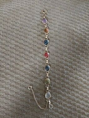 Vtg. 12kt GF Multistone Egyptian Beetle Scarab Bracelet
